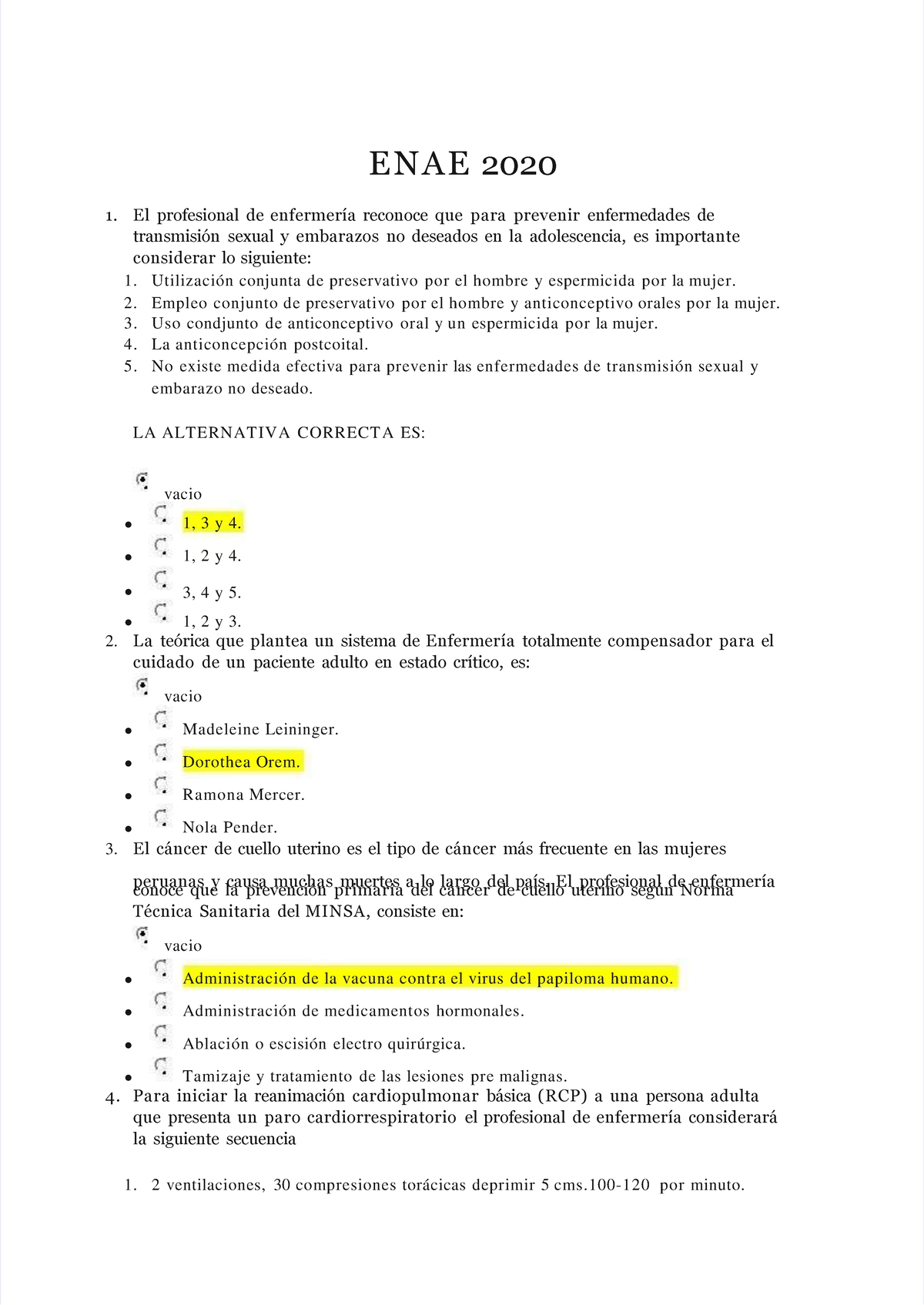 Pdf Examen Enae 2020 Practicar - ENAE 2020 1. El Profesional De ...