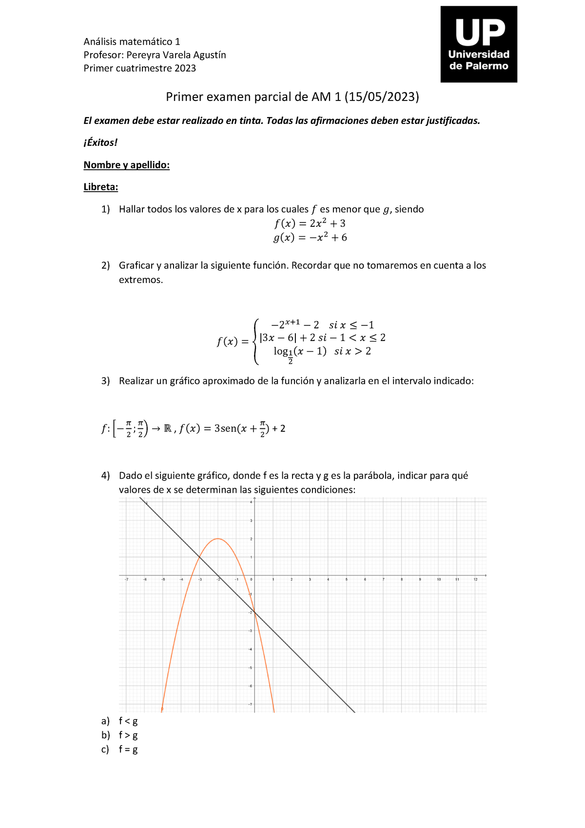 Primer Examen Parcial De AM 1 Simulacro - An·lisis Matem·tico 1 ...