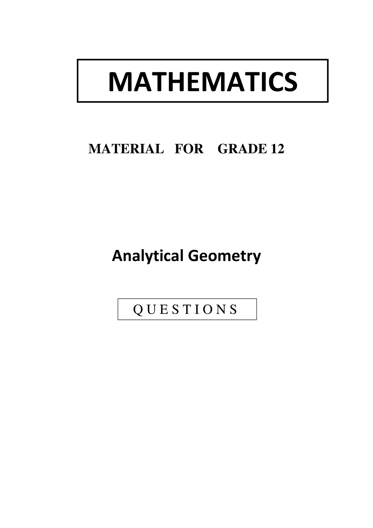 Analytical-Geometry-Questions - MATERIAL FOR GRADE 12 Analytical ...