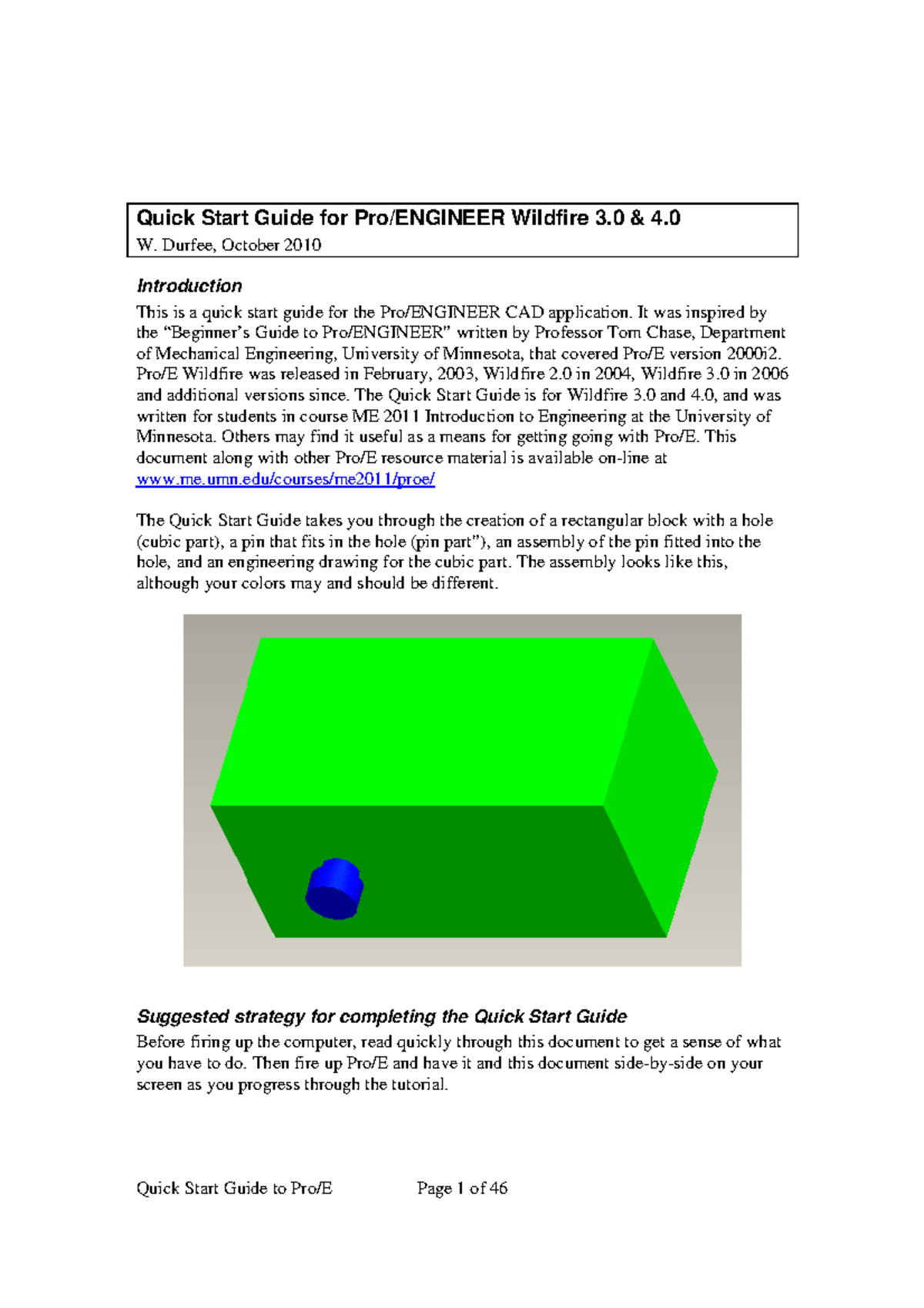 Proe quick start - none - Quick Start Guide for Pro/ENGINEER Wildfire 3 ...