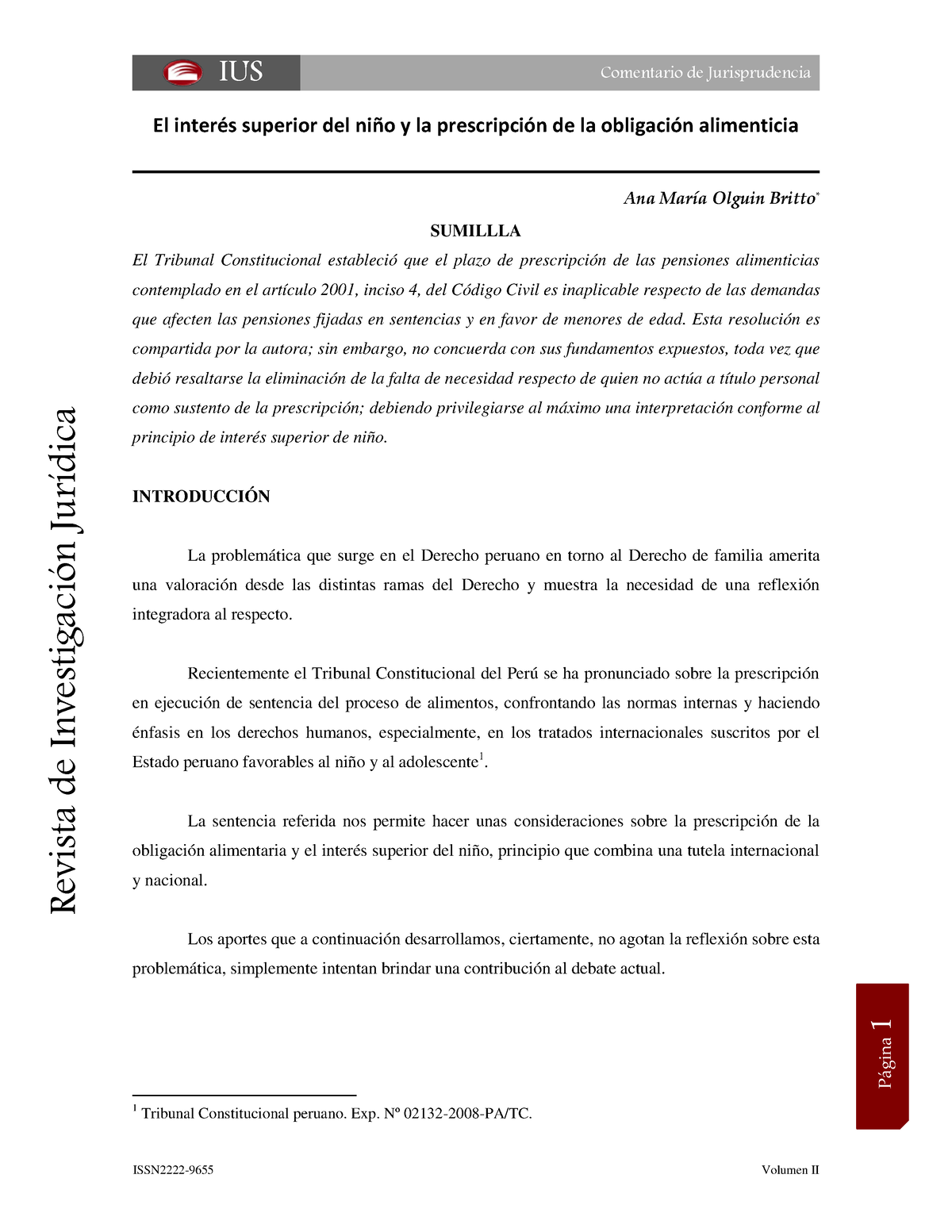 Lectura-Interés Superior Niño y Prescripción Obligación Alimenticia - P ...