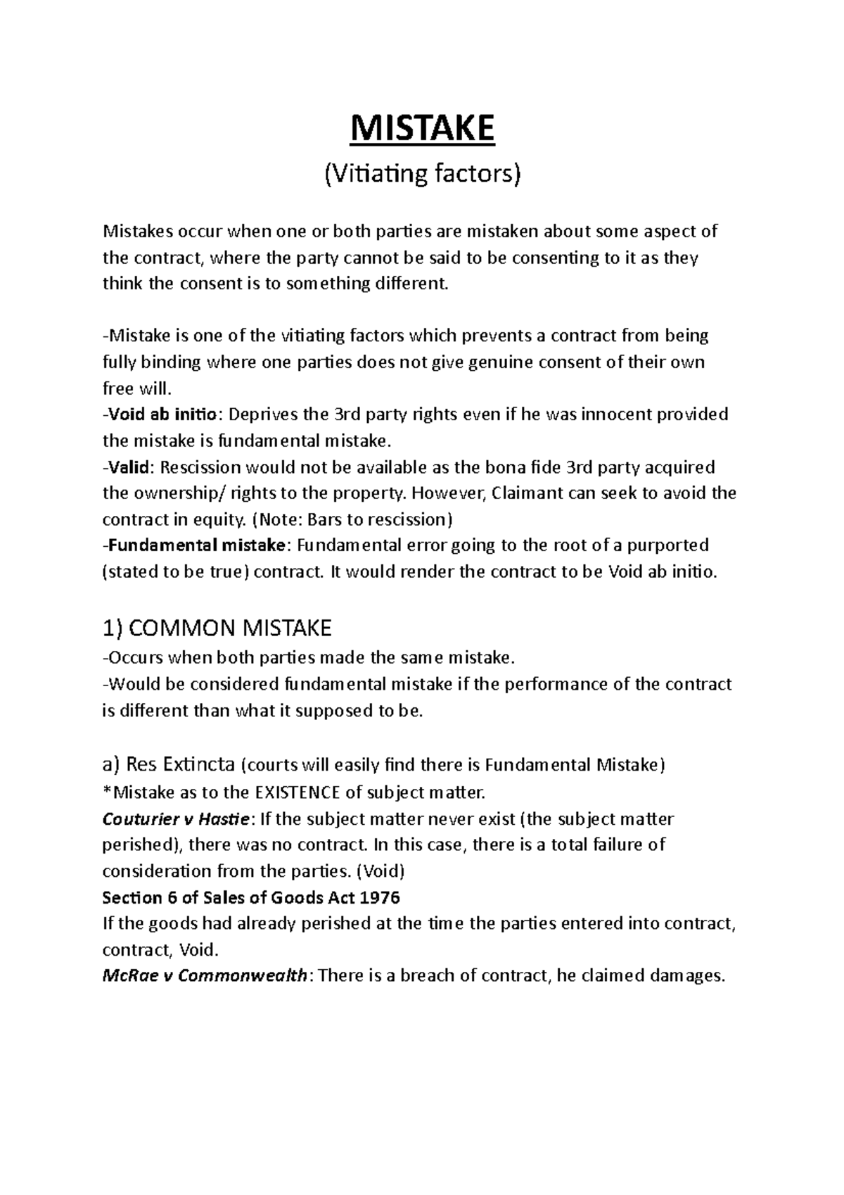 Mistake Notes - MISTAKE (Viiaing factors) Mistakes occur when one or ...