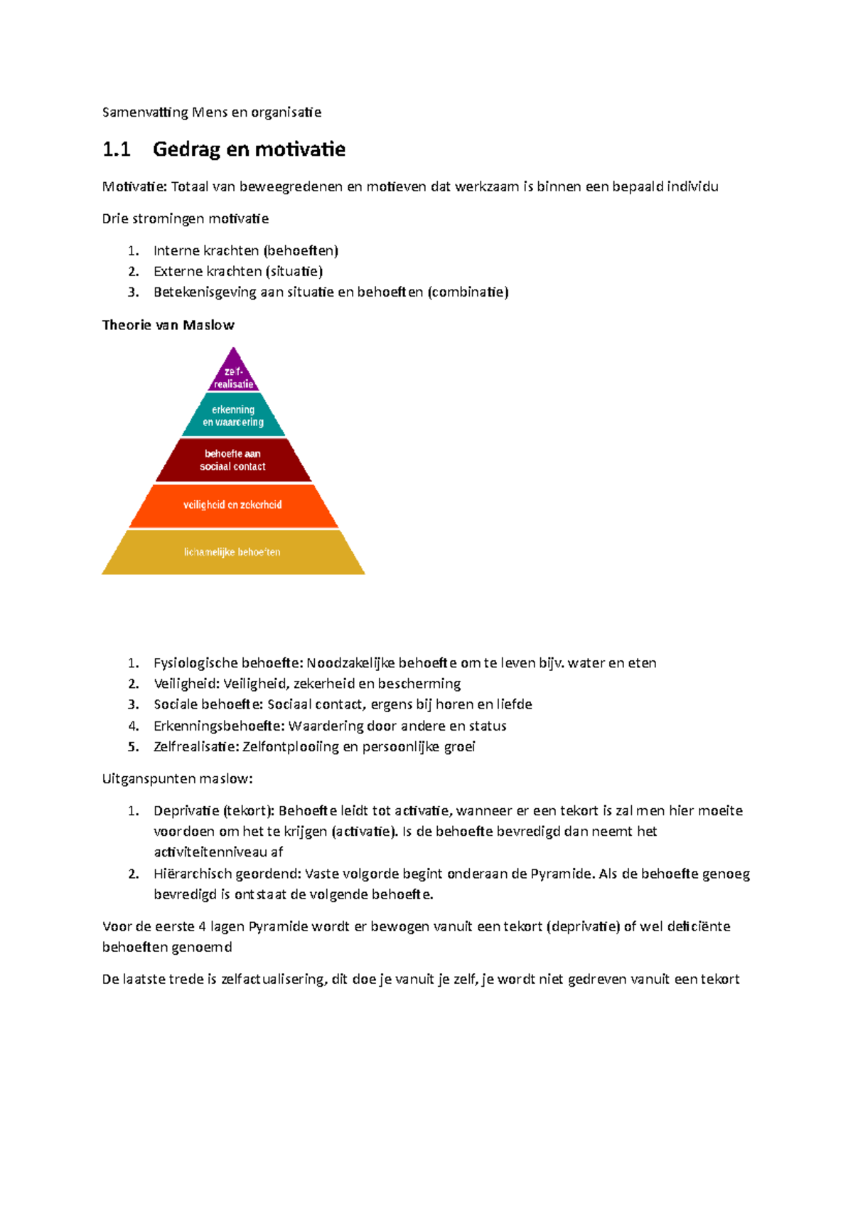 Definitief Samenvatting Mens Organisati - Samenvatting Mens En ...