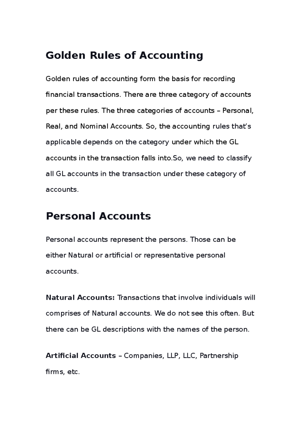 Golden Rules of Accounting Golden Rules of Accounting Golden rules of