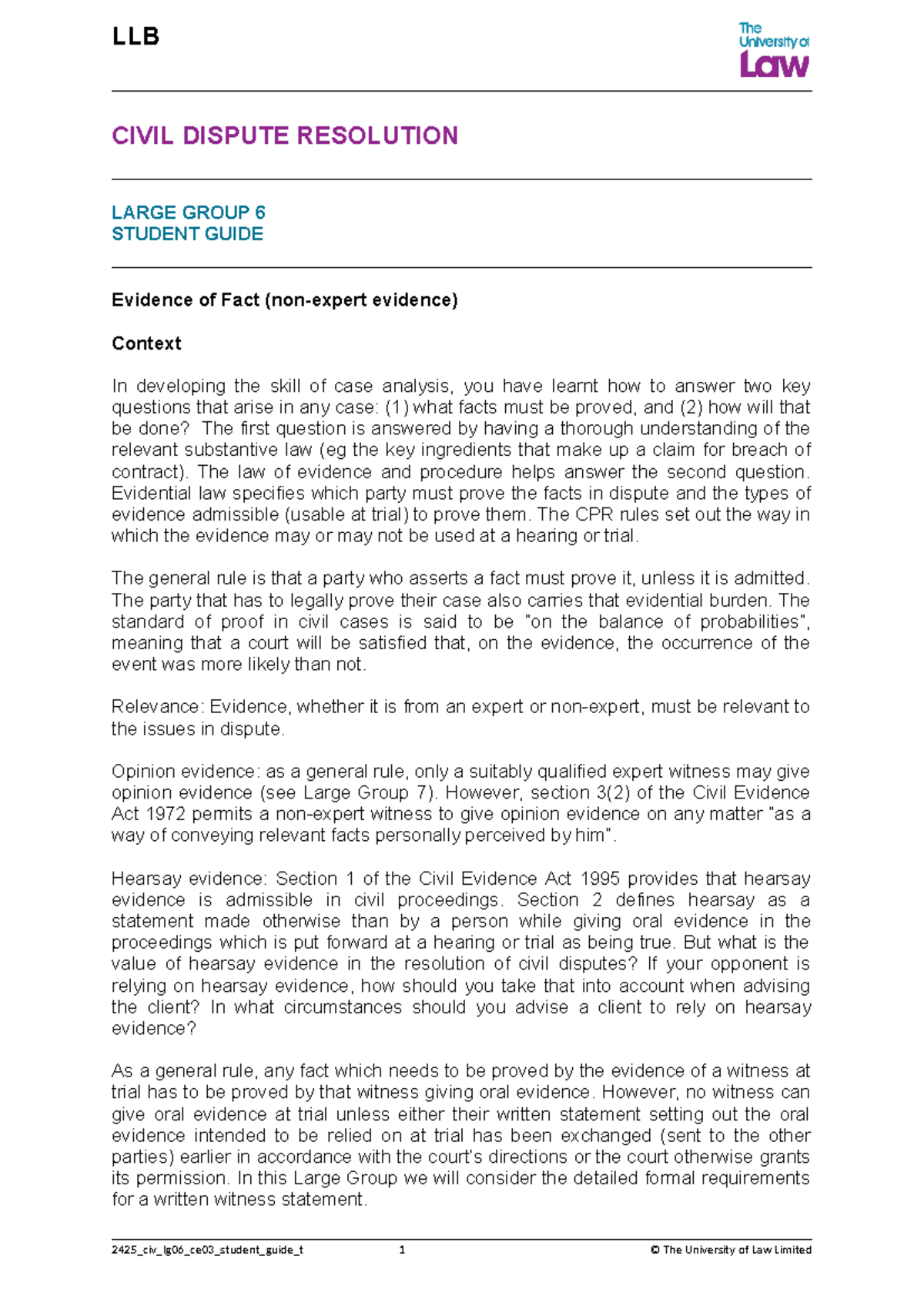 Civil disputes unit 6 LG - CIVIL DISPUTE RESOLUTION LARGE GROUP 6 ...