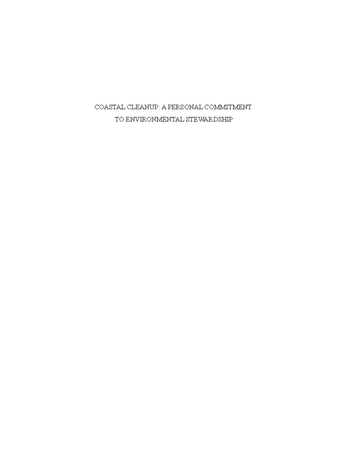 Example of Community Project for NSTP - COASTAL CLEANUP: A PERSONAL ...