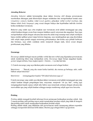 Laporan Psikodiagnostika 3 Wawancara - PRAKTIKUM PSIKODIAGNOSTIKA 3 ...