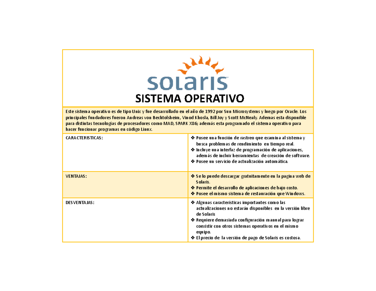 sistema operativo Solaris