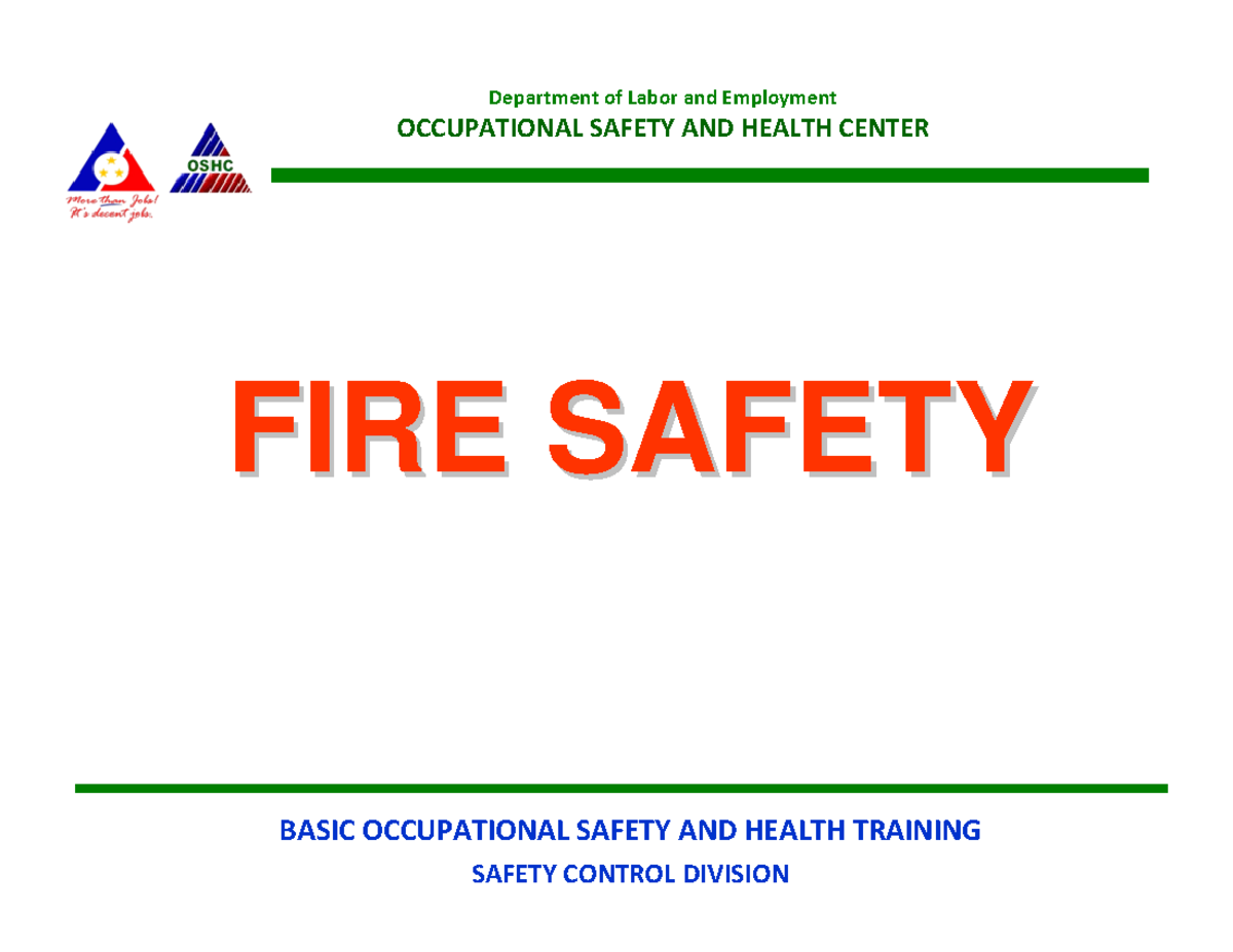 Fire Safety - Fire - BASIC OCCUPATIONAL SAFETY AND HEALTH TRAINING ...