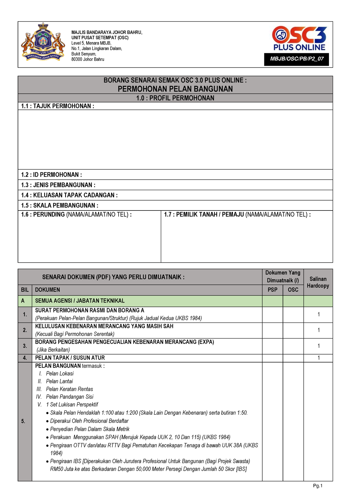 Borang Senarai Semak Permohonan Pelan Bangunan - SENARAI DOKUMEN (PDF ...