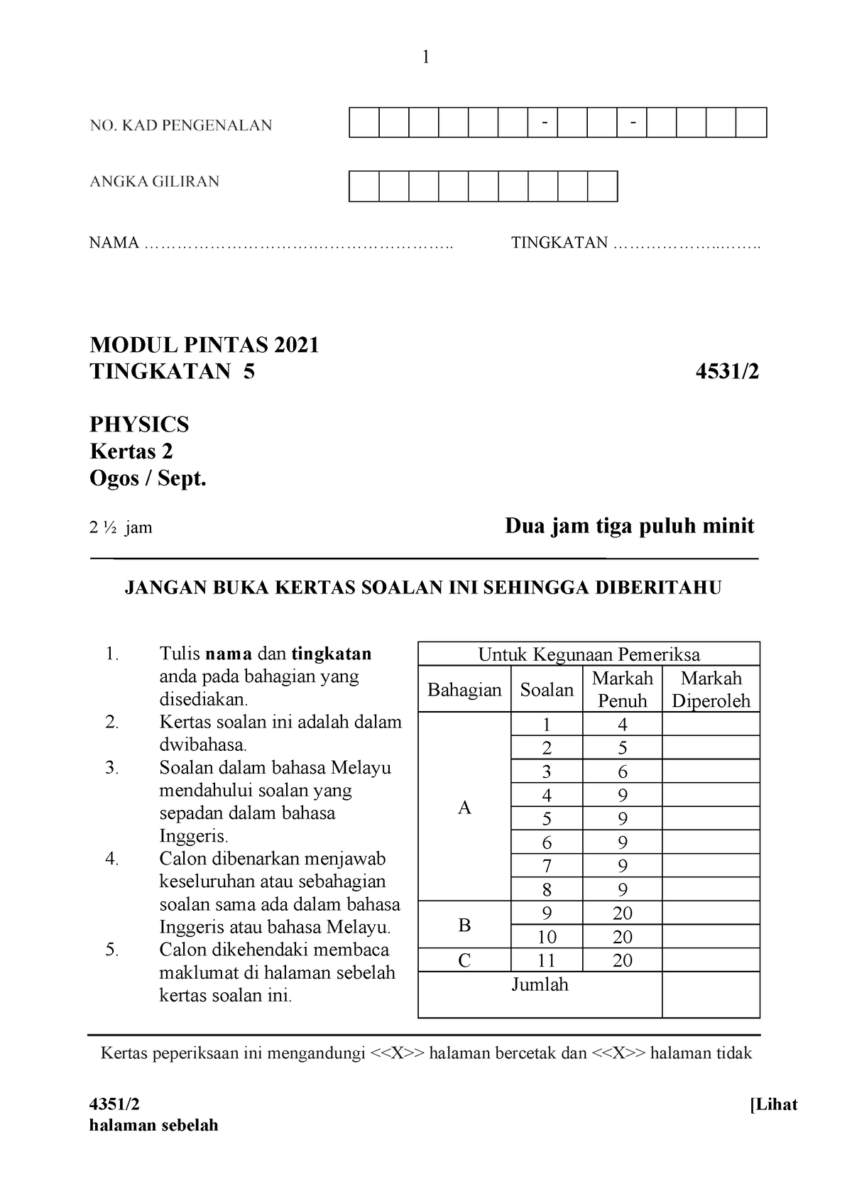 Modul Pintas Selangor Fizik Trial 2021 Jawapan - Accounting - UiTM ...