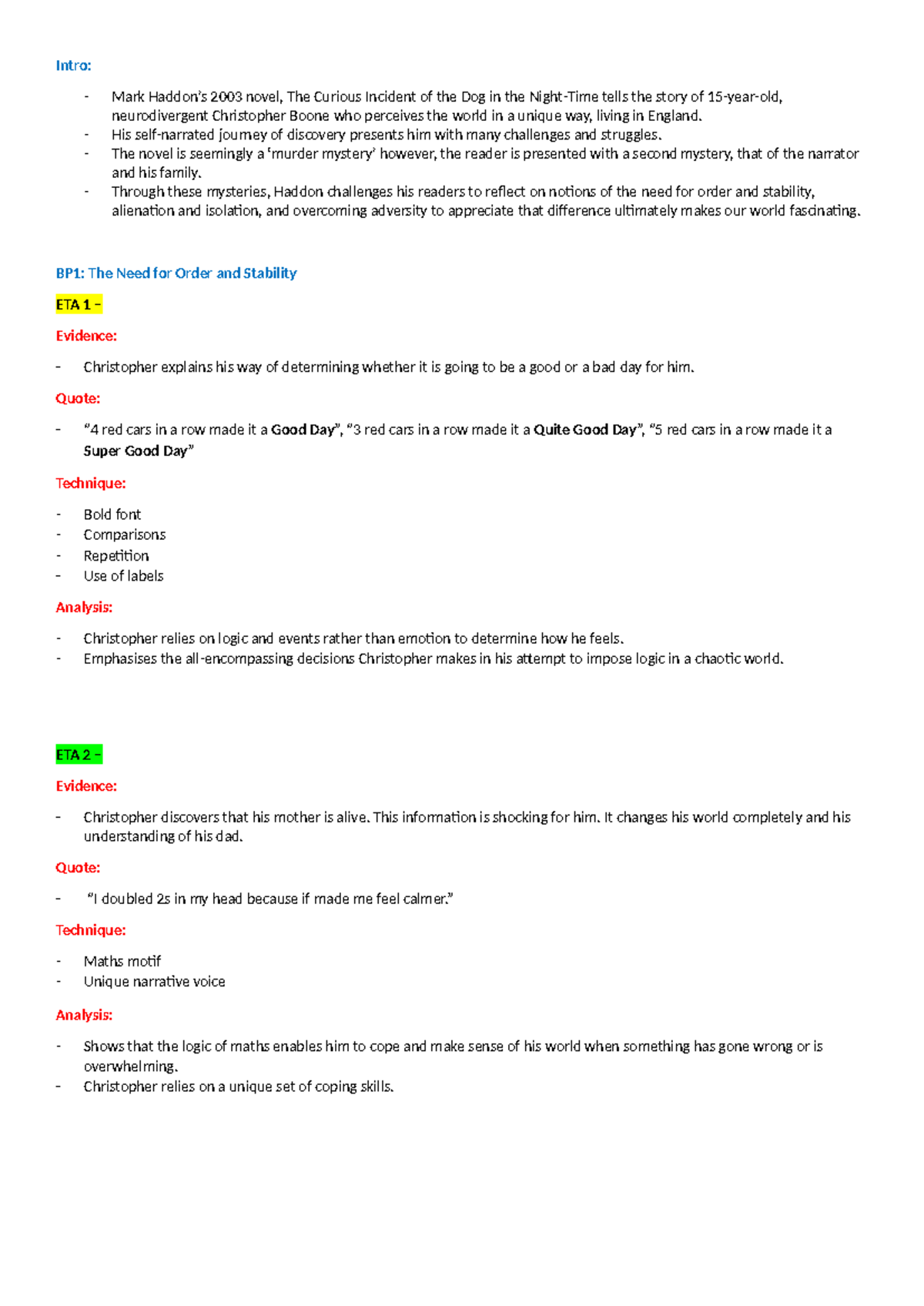 Essay Plan Curious Incident (quotes) Intro Mark Haddon’s 2003