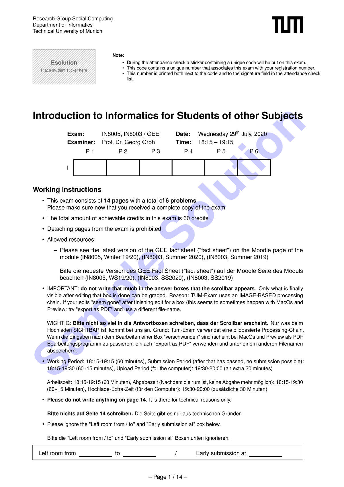 Exam-solution 2 - Previous Exams - Sample Solution Research Group ...