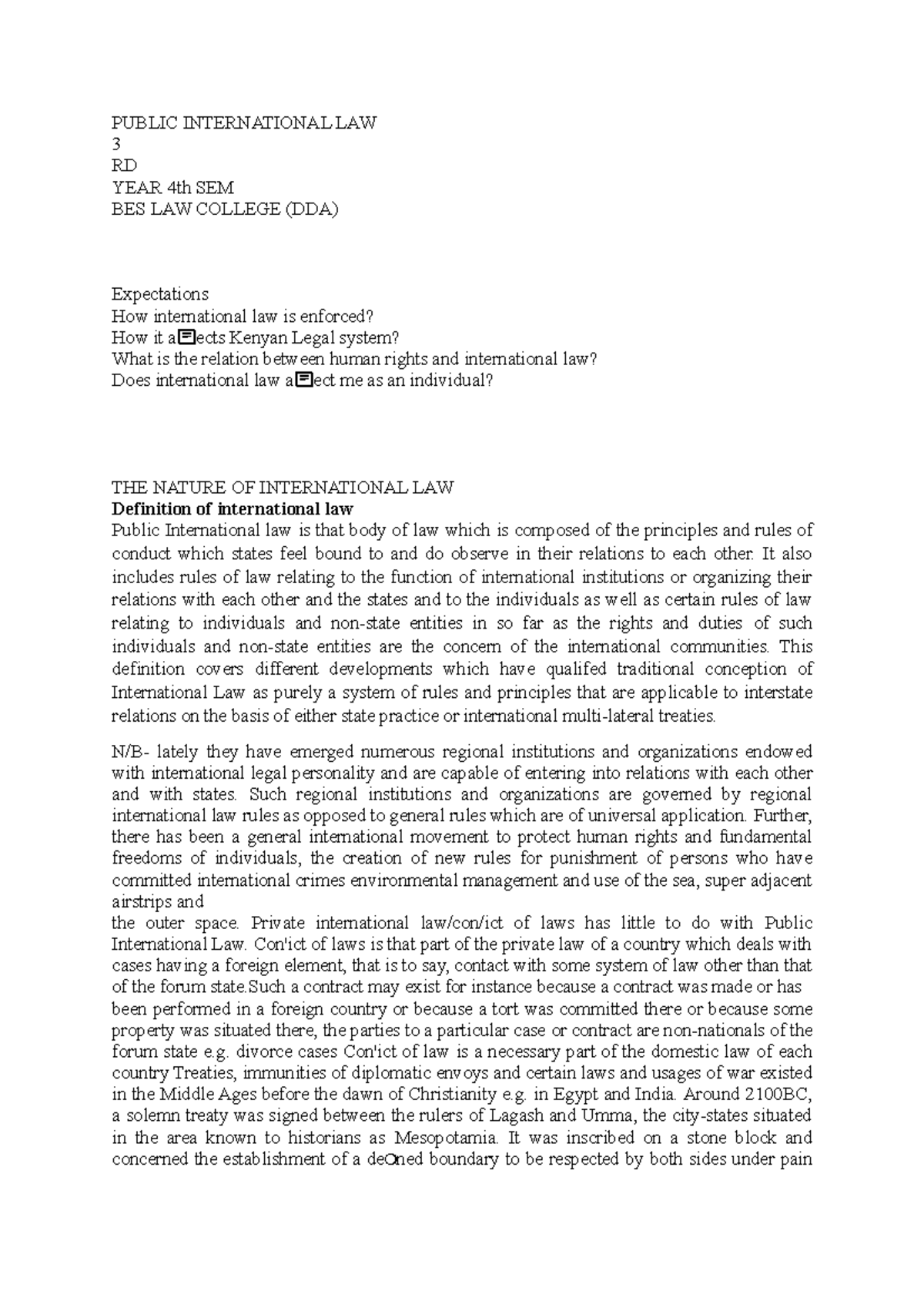 THE Nature OF International LAW - PUBLIC INTERNATIONAL LAW 3 RD YEAR ...