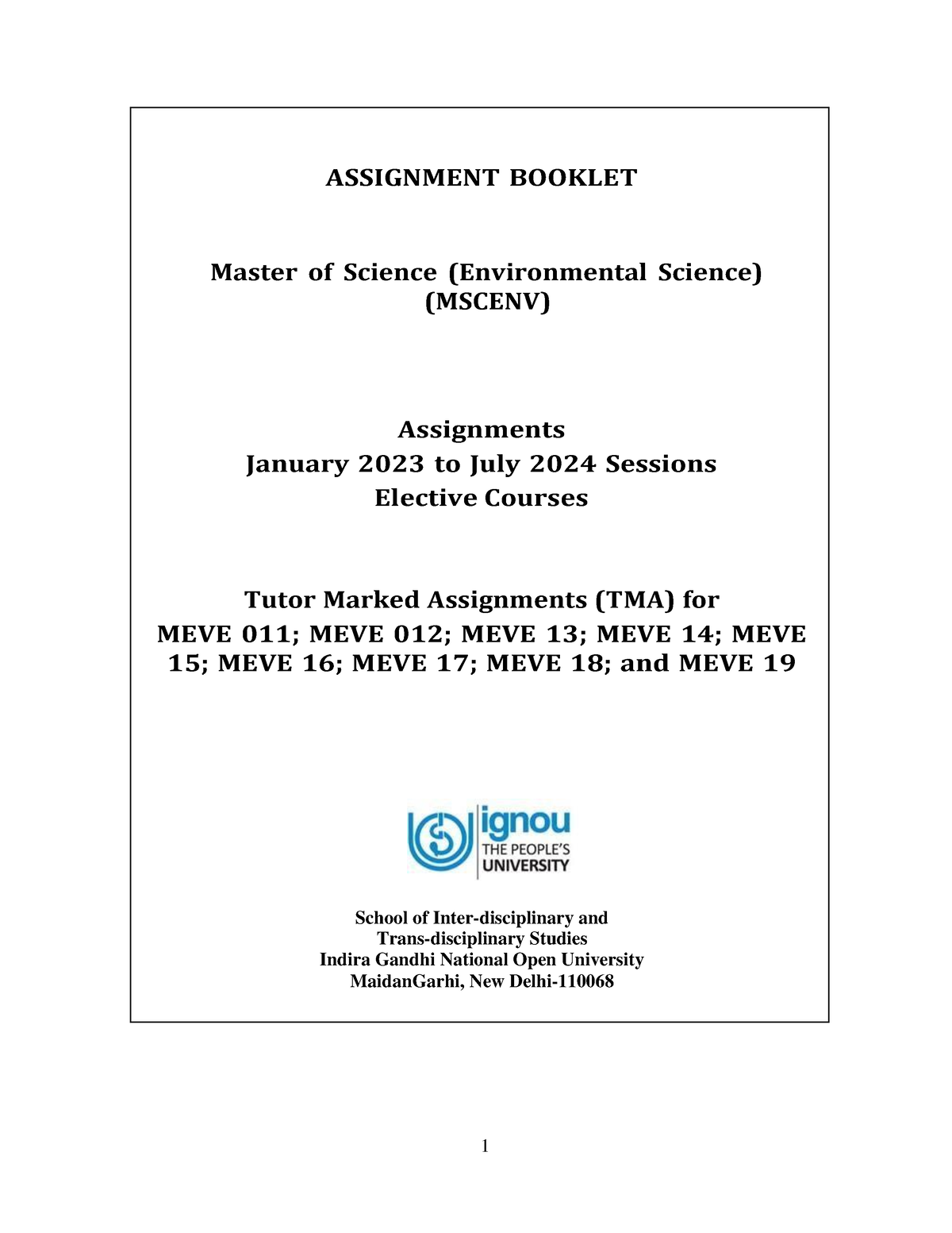 mscenv assignment question paper 2023