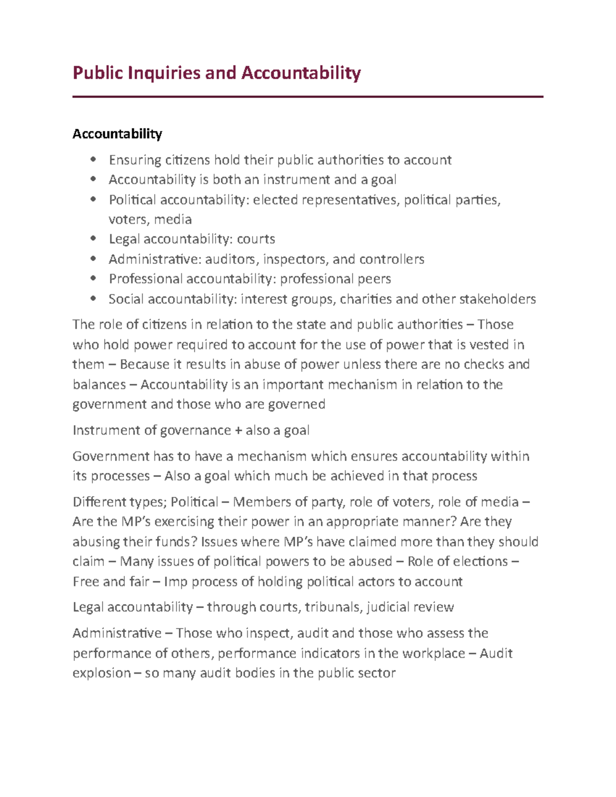 Public Inquiries and Accountability - Public Inquiries and ...