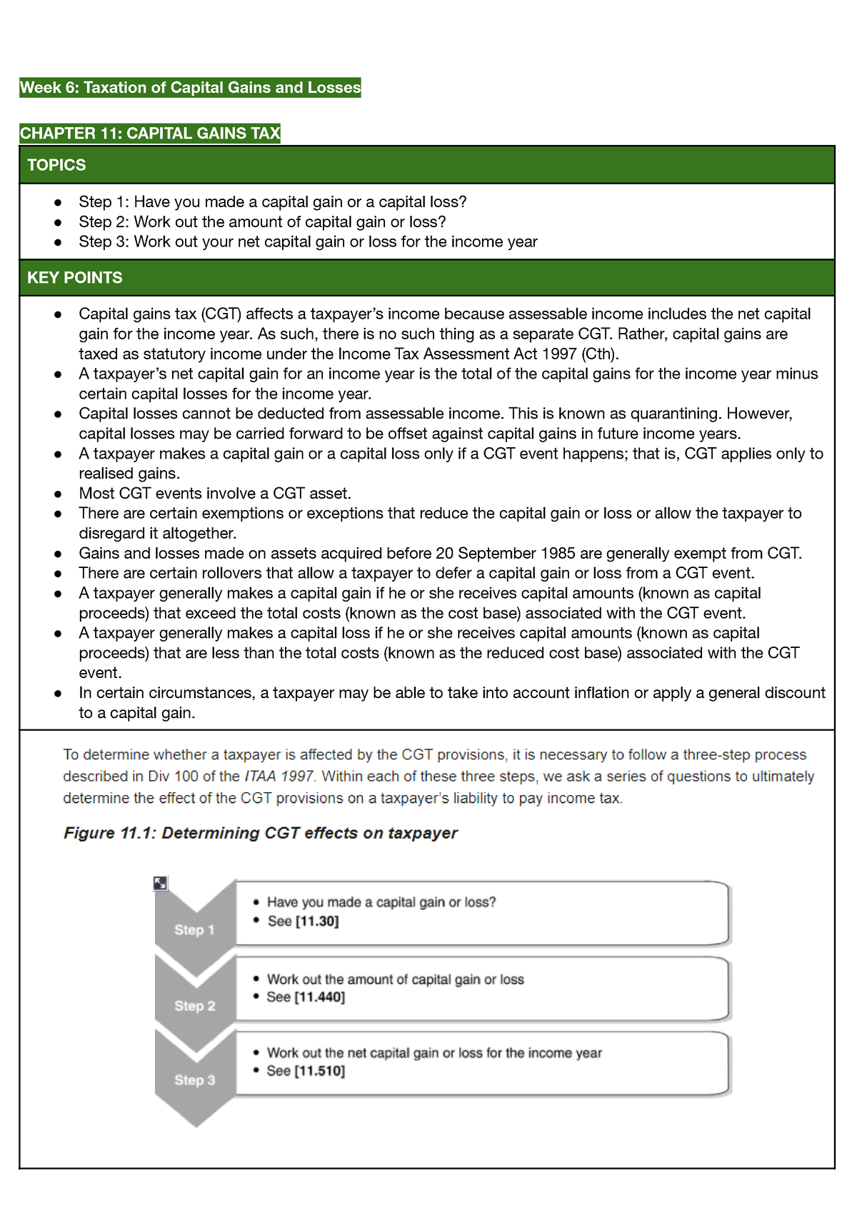 TL WK 6 Notes - Week 6: Taxation Of Capital Gains And Losses CHAPTER 11 ...