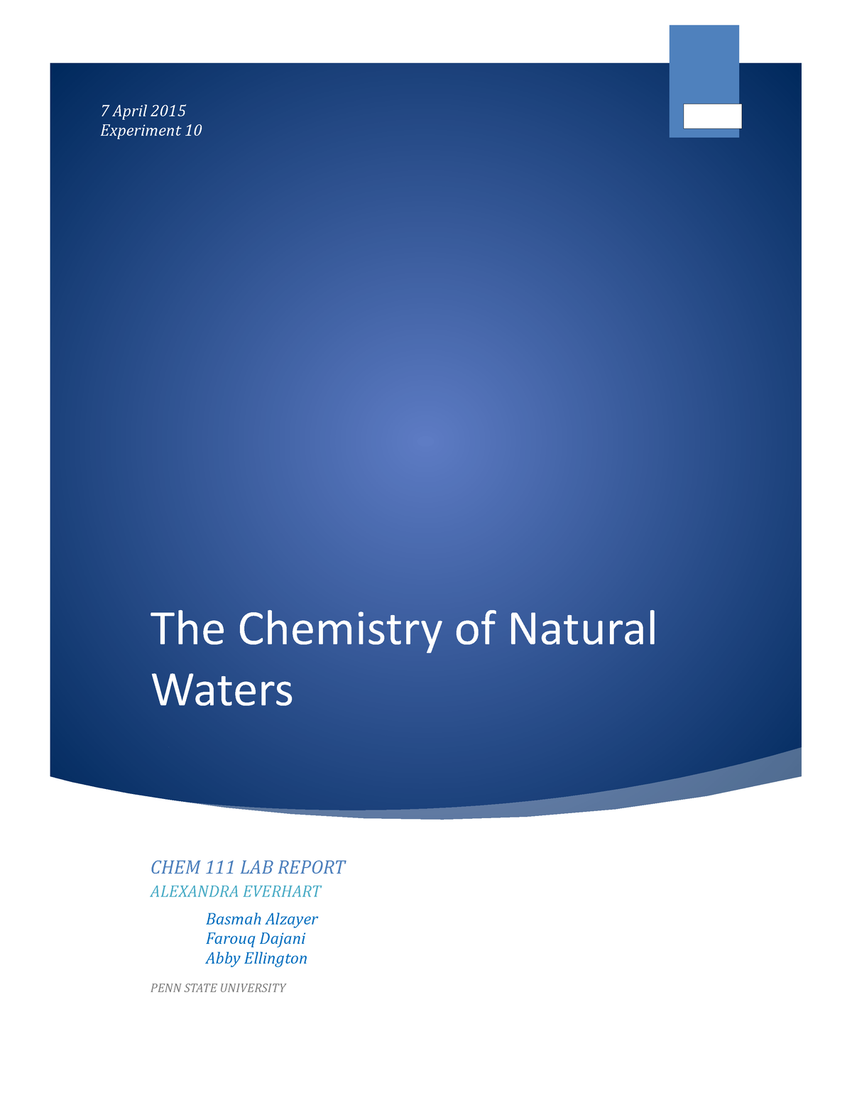 chemistry research paper on water