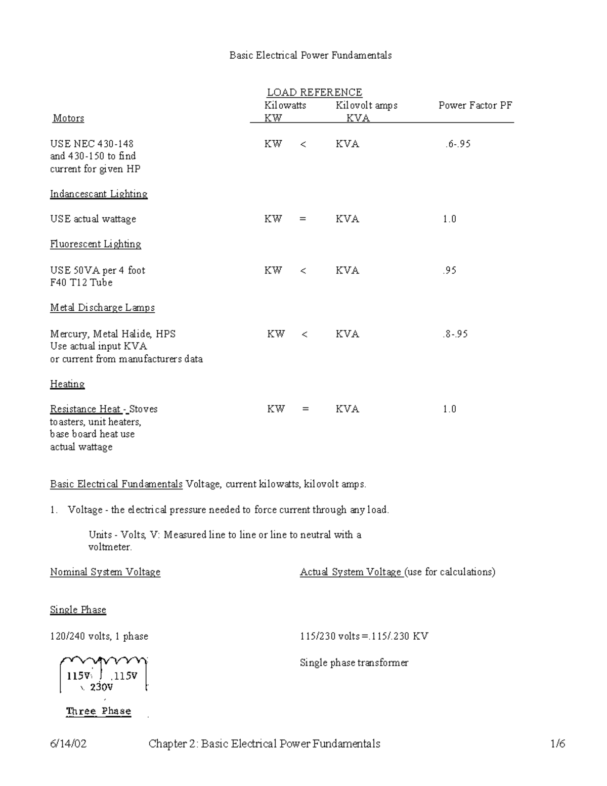 electrical fundamentals for powr systems - Basic Electrical Power ...