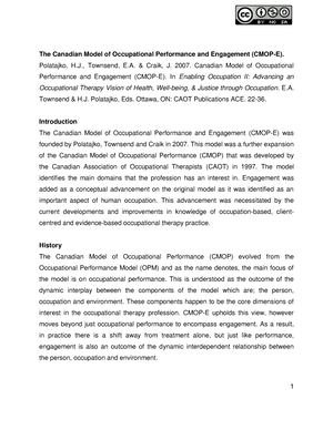 CMOP- E (Canadian Model of Occupational Performan