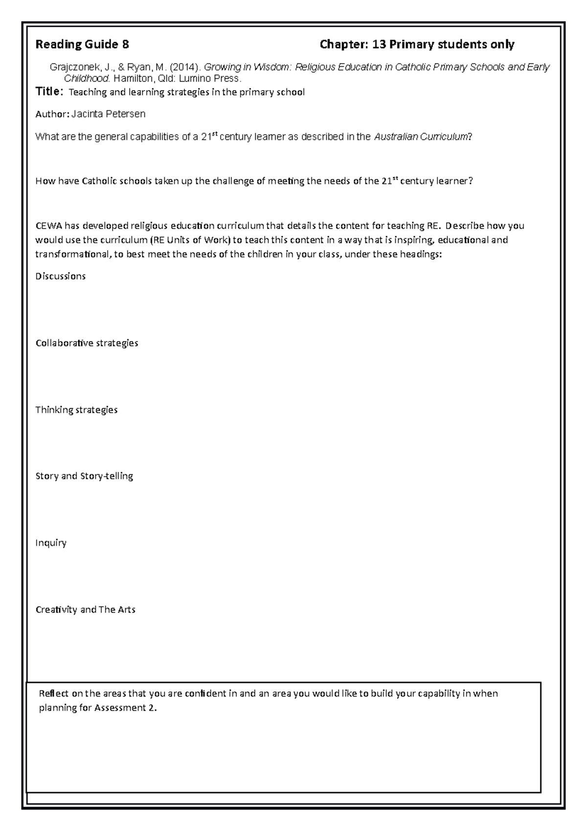 Reading Guide 8 Teaching Strat Primary - Reading Guide 8Grajczonek, J ...