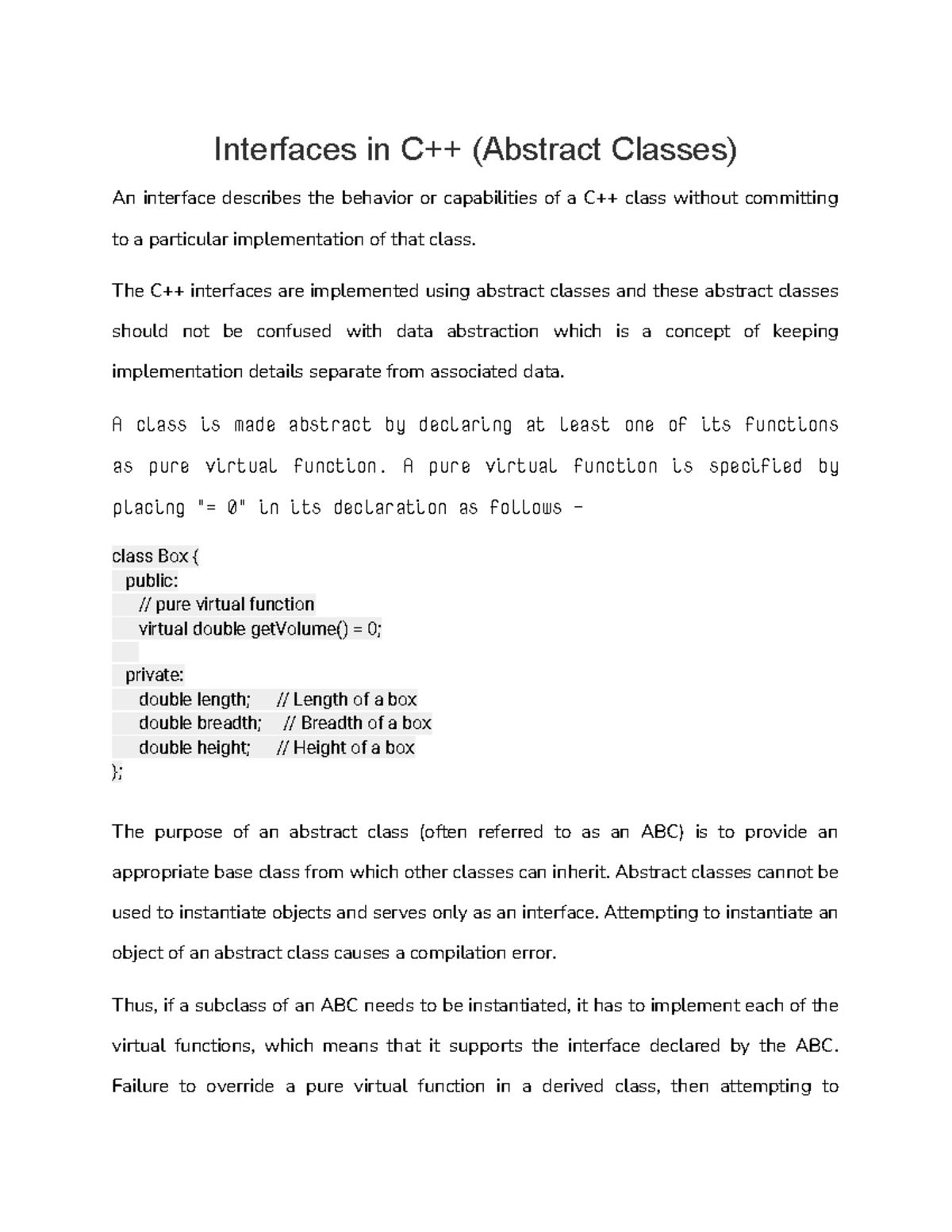 Interfaces in CPlus Plus (Abstract Classes) - Interfaces in C++ ...