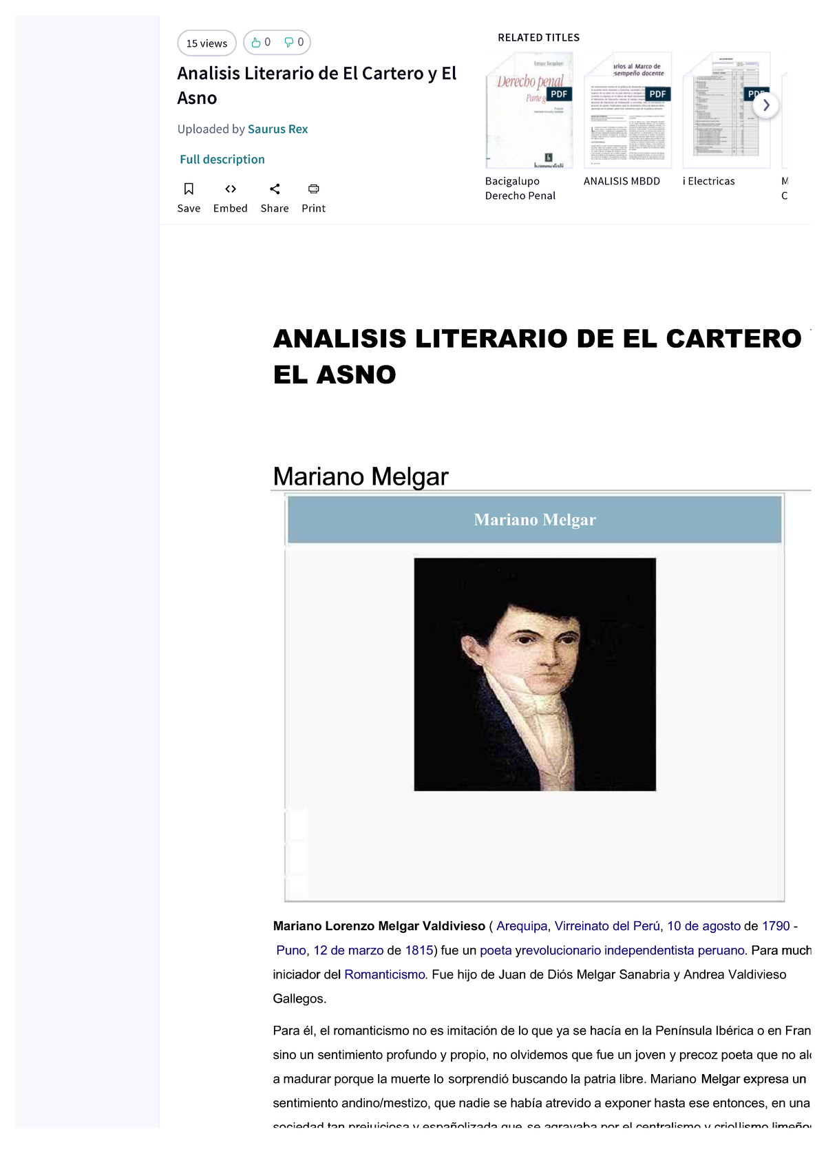 Analisis el cantero y el asno Analisis Literario de El Cartero y El
