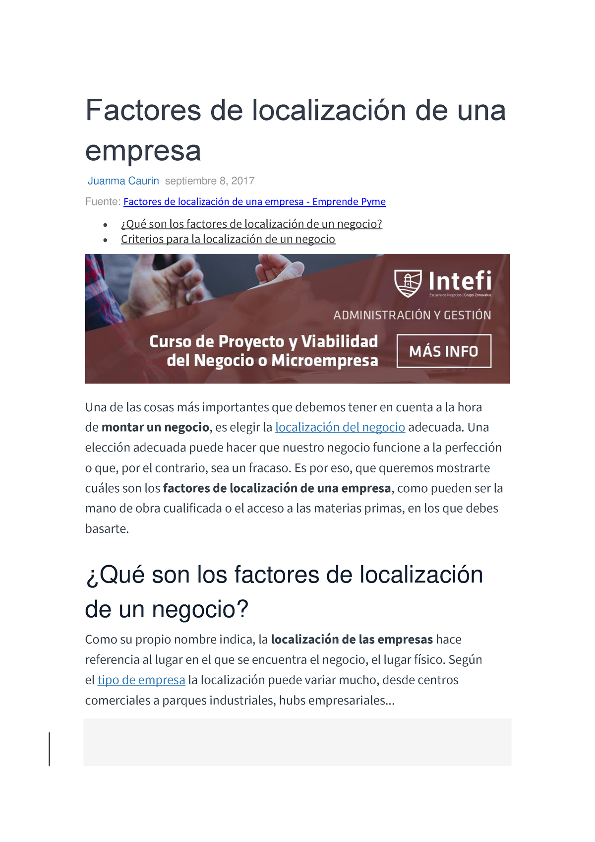 2. Factores De Localización De Una Empresa - Una Elección Adecuada ...