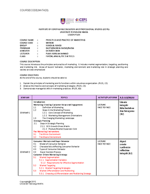 OBE Lesson PLAN - FAKULTI PERAKAUNAN UNIVERSITI TEKNOLOGI MARA - Studocu