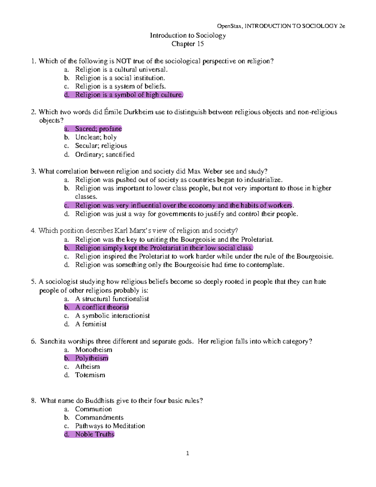 Chapter 15 Quiz - quiz - OpenStax, INTRODUCTION TO SOCIOLOGY 2e 1 ...