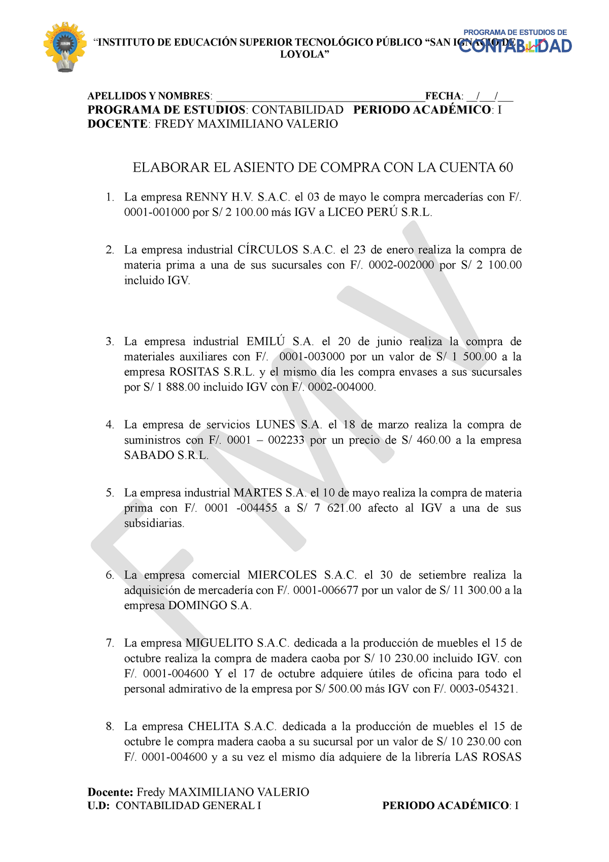 Practica 2 Sesion 9 Ejercicios Basicos Del Curso De Contabilidad Del Primer Siclo 6791