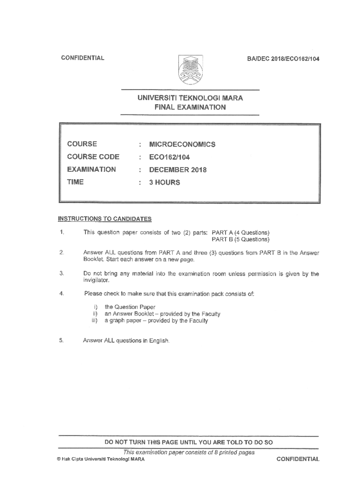 ECO162 past year question - microeconomic - Studocu