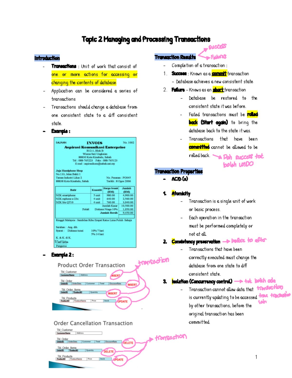 Database Notes Chapter 2 easy to remember - Topic 2 Managing and ...