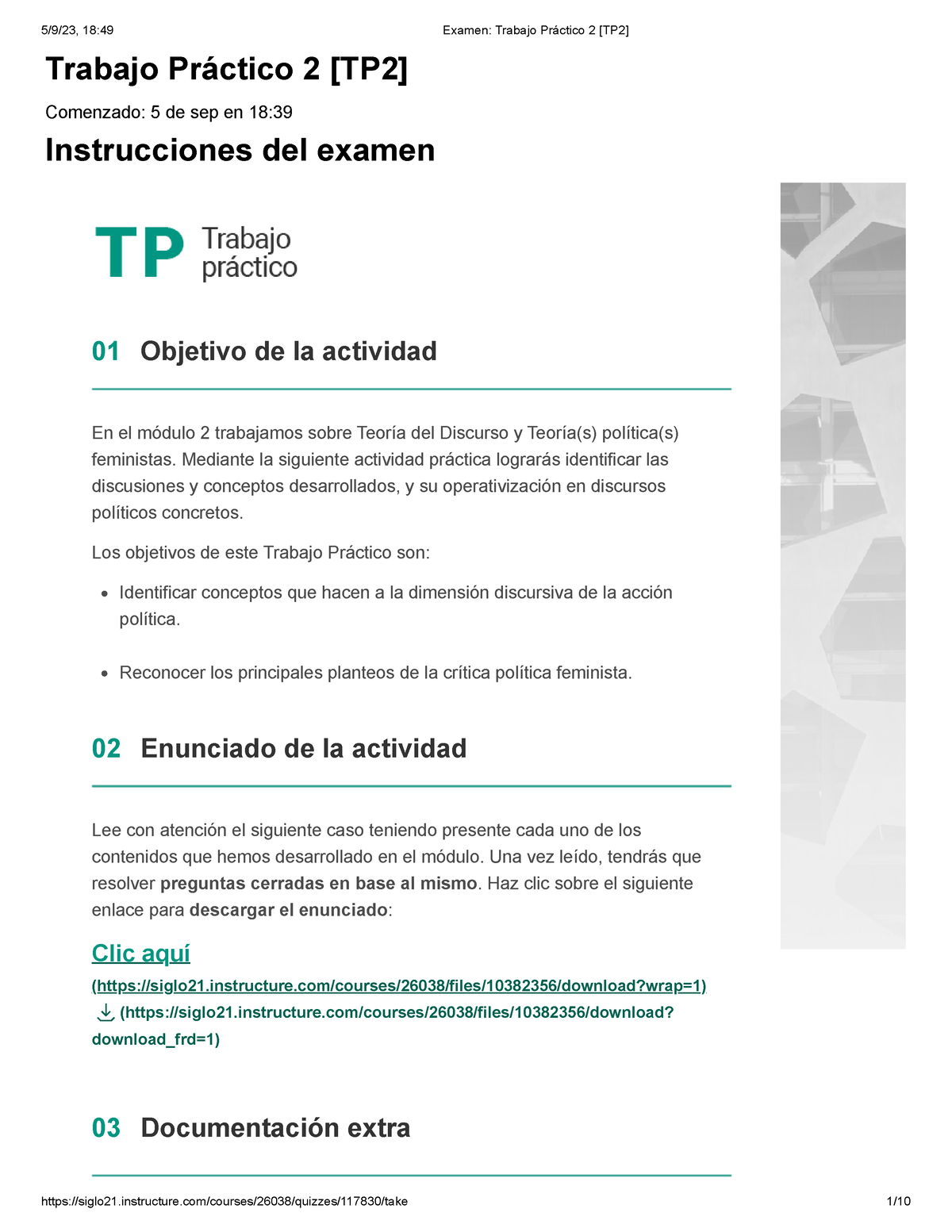 Examen Trabajo Práctico 2 Tp2 Trabajo Práctico 2 Tp2 Comenzado 5 De Sep En 18 9525