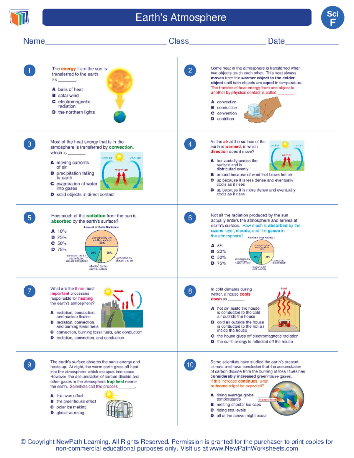 Worksheet science grade 6 earth s atmosphere 1 1 - Name ...