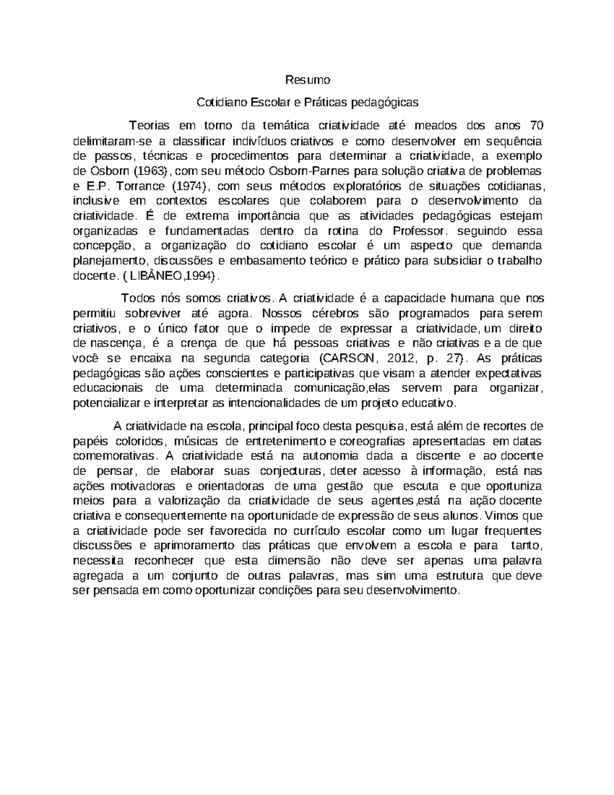 Resumo, Cotidiano escolar e práticas pedagógicas - Resumo Cotidiano ...