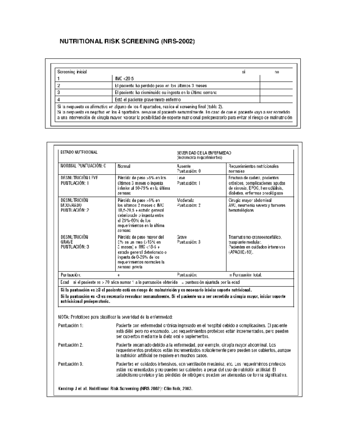 NRS 2002 herramienta - NRS2002 - Bioquímica Nutrición - NUTRITIONAL ...