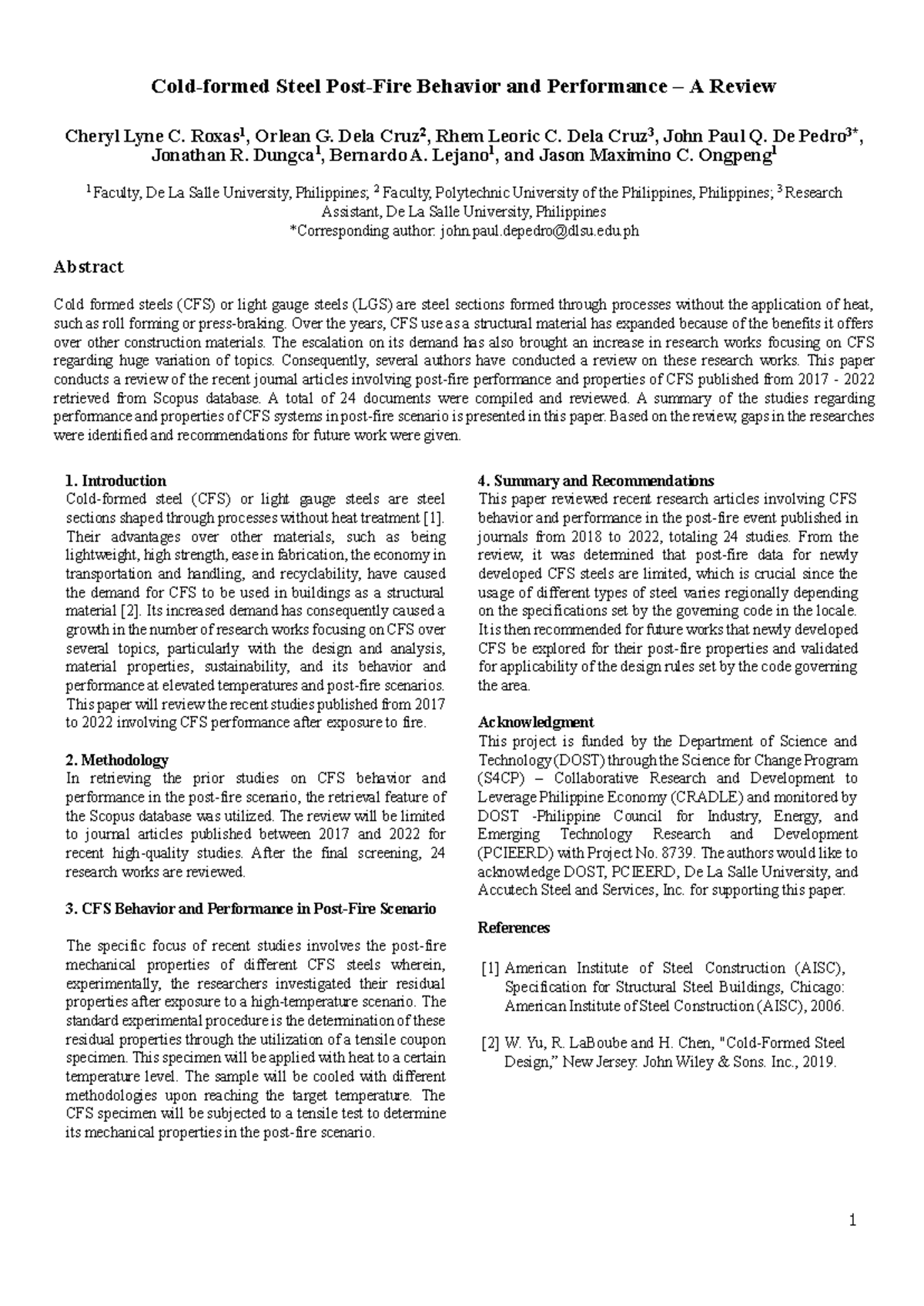 CFS Post-fire Literature Review Extended Abstract - 1 Introduction Cold ...