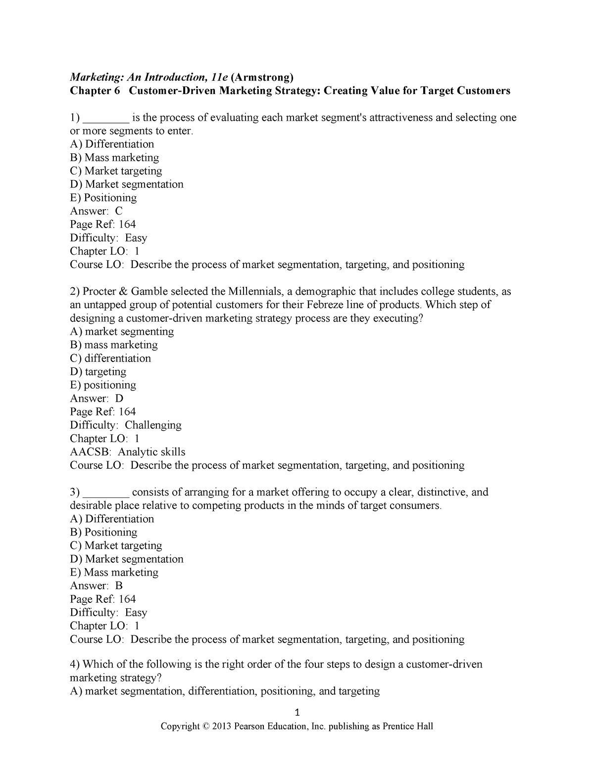 Chapter 6 - Test Bank - Marketing: An Introduction, 11e (Armstrong ...