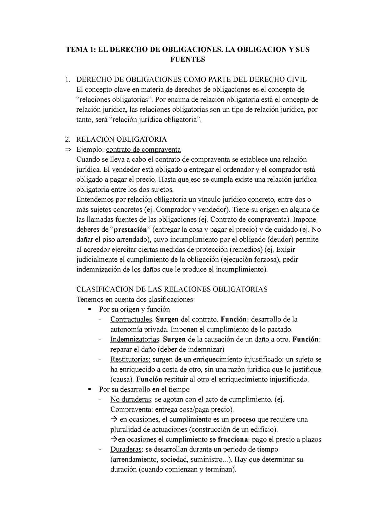 Tema 1 Ob Y Contratos Apuntes Tema 1 El Derecho De Obligaciones La Obligacion Y Sus 5632