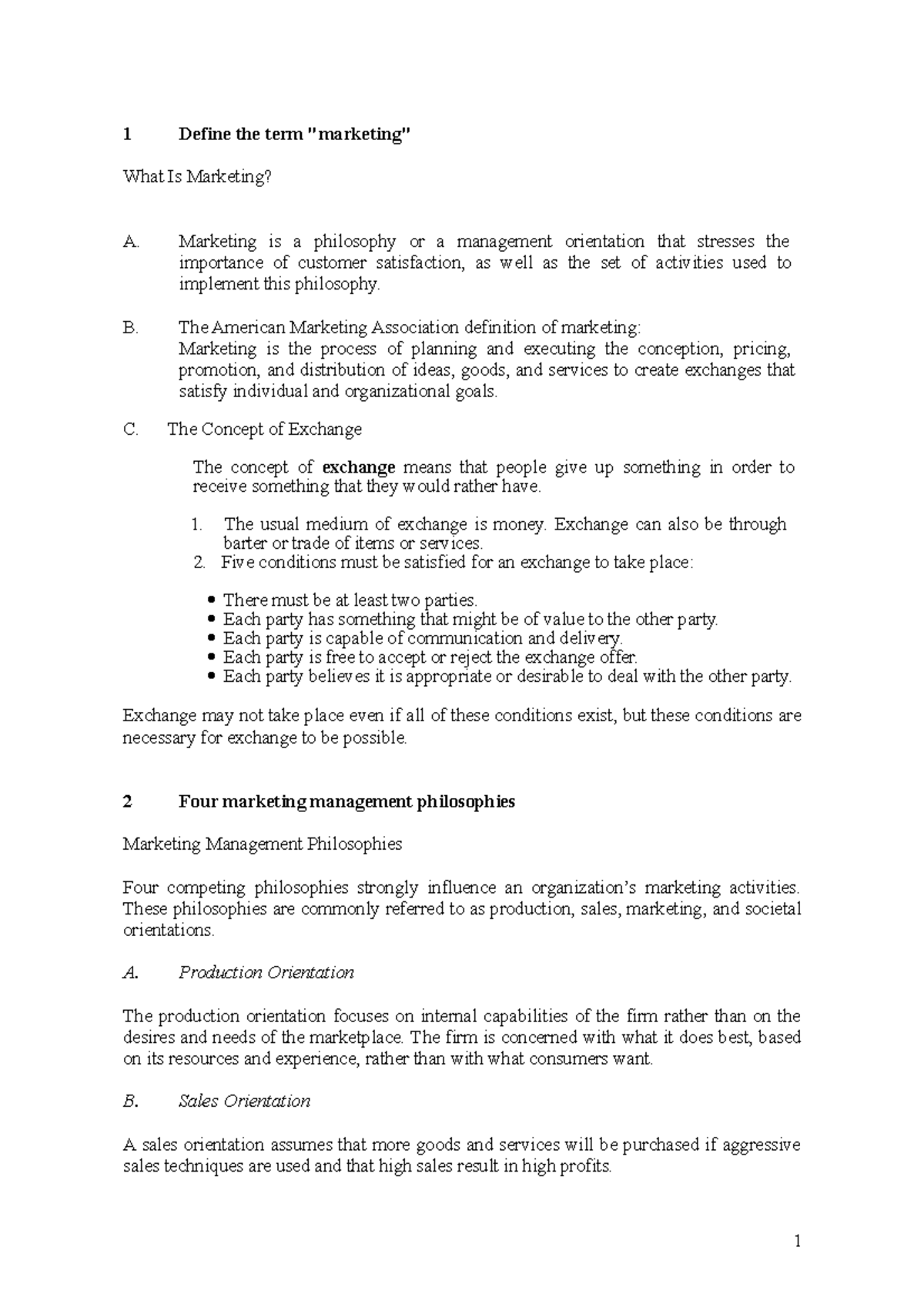 Chap 1 Marketing Introduction 1 Define The Term marketing What Is 