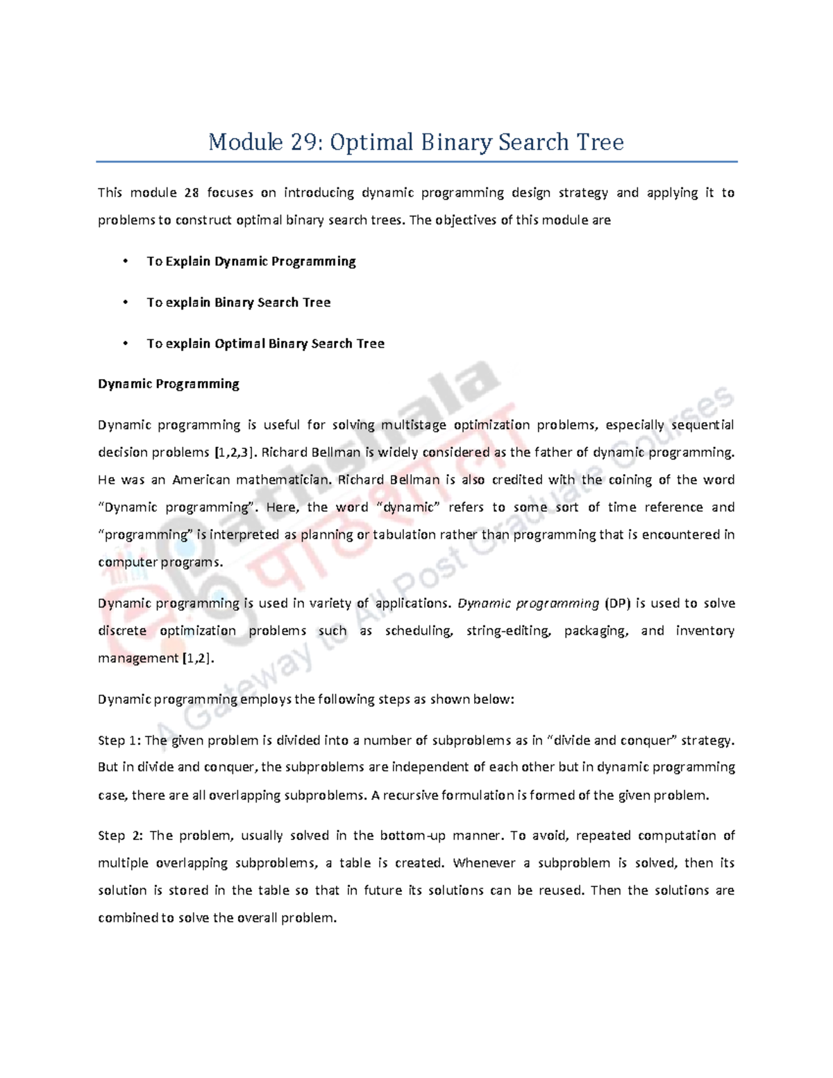 1469091511 Q1-etext-module 29 - Module 29: Optimal Binary Search Tree ...
