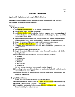 CHEM 1108 Lab 2 Summary - TTU Spring 2021 - Emily Rule CHEM 1108 ...