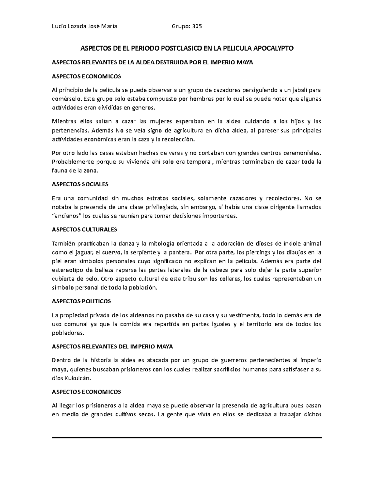 Resumen De Pelicula Apocalypto Biologia General Cch Unam Studocu