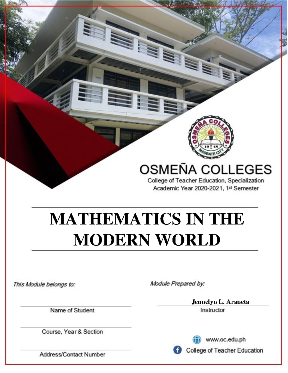 Ge 04 (Final Module) - OSMEÑA COLLEGES College of Teacher Education ...