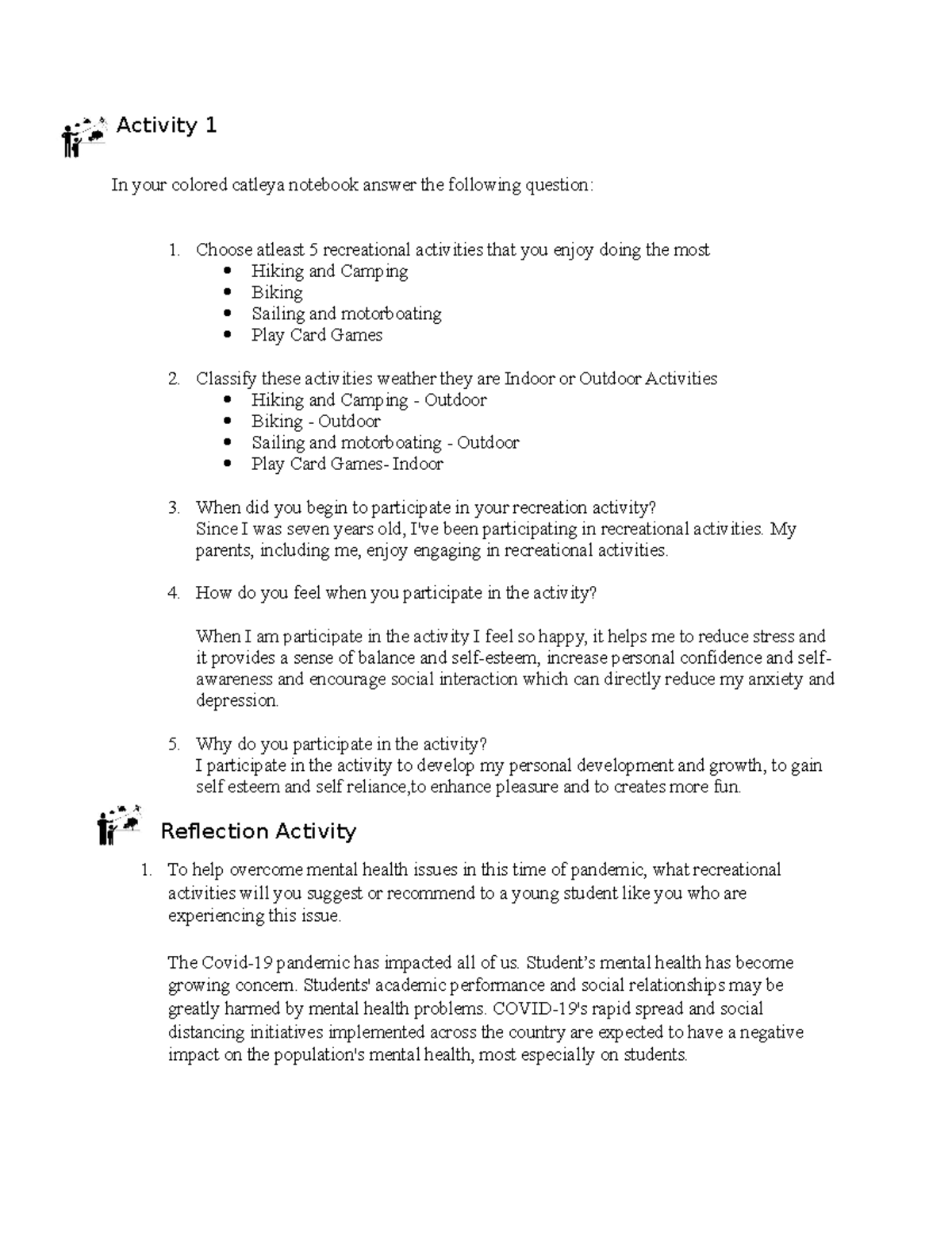 UNIT 1 Activity 123 - Lecture notes 6 - Activity 1 In your colored ...