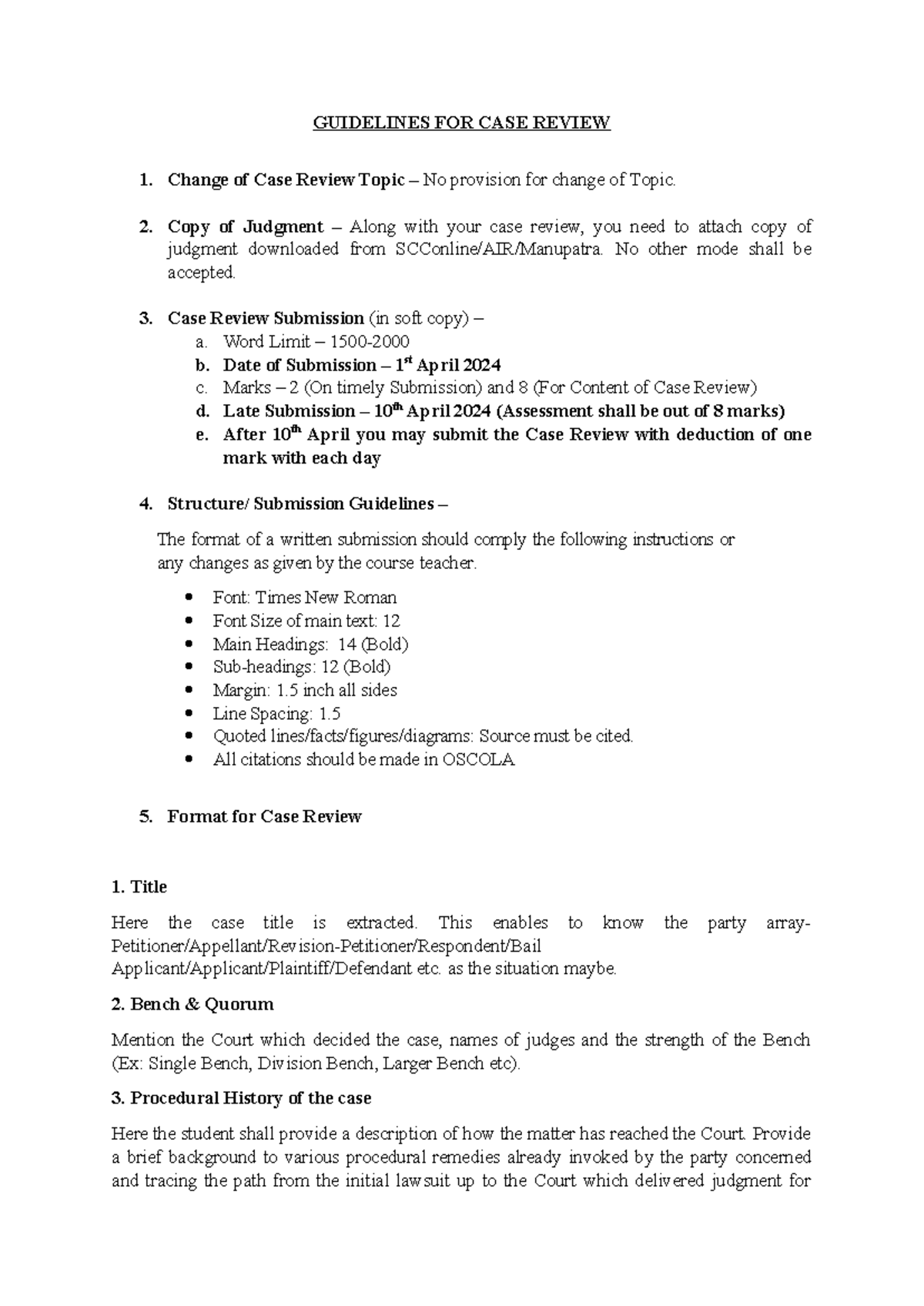 Guidelines for Case Review Submission - GUIDELINES FOR CASE REVIEW ...