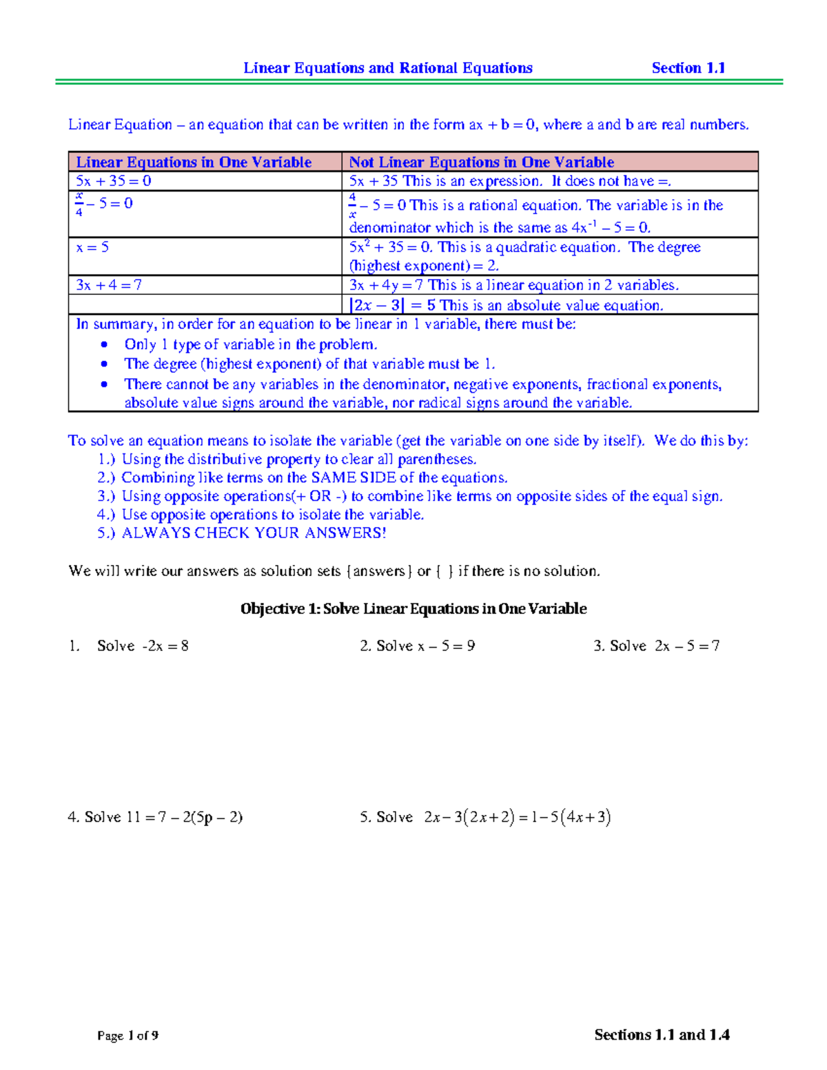 Math1111 1 1and1 4 - Brown - Linear Equations and Rational Equations ...