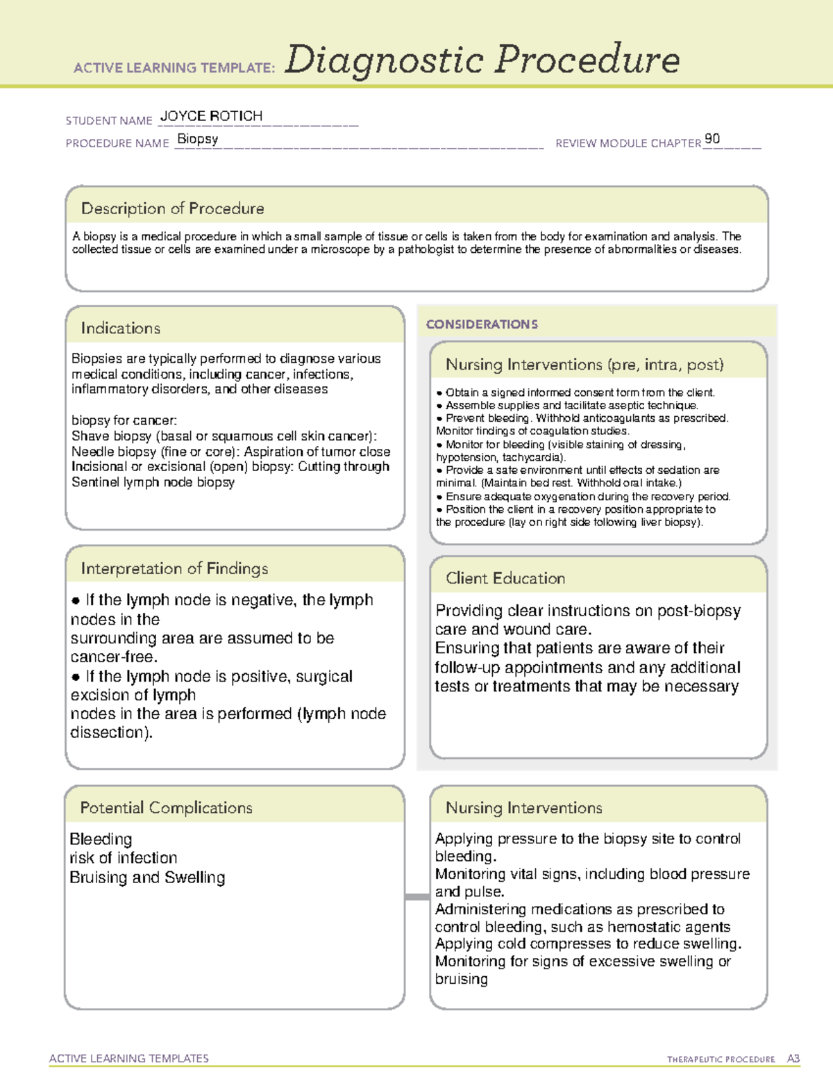 2 - Biopsy - ACTIVE LEARNING TEMPLATES TherapeuTic procedure A ...