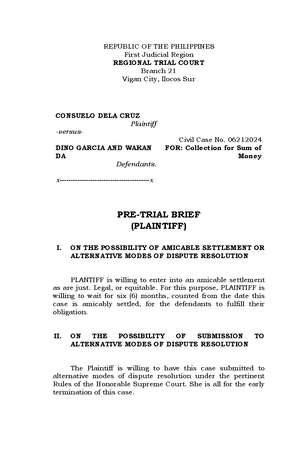Ptb defendant - Notes - REPUBLIC OF THE PHILIPPINES First Judicial ...